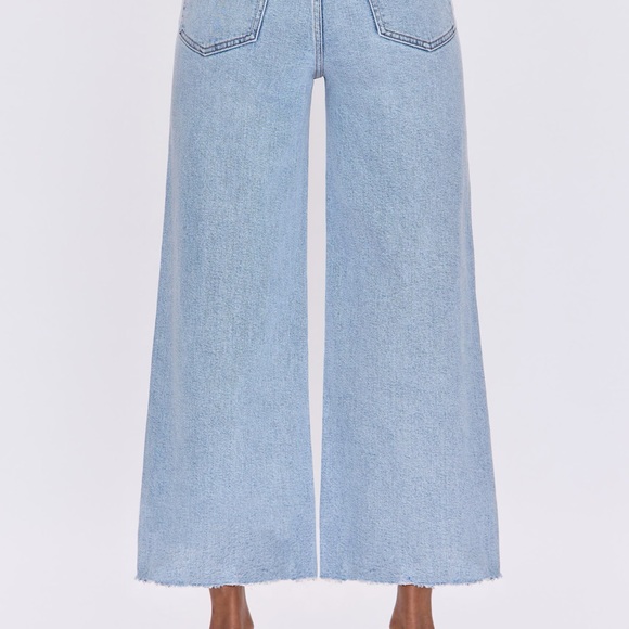 Pistola Lana raw hem high waisted cropped wide leg jeans light wash size 30 - Picture 2 of 12